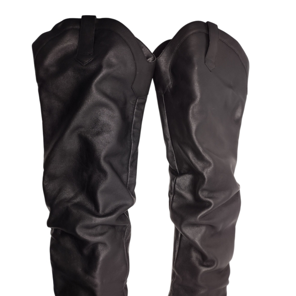 Steve Madden Landy Black Over The Knee Slouchy Pull On Western Boots Size 9 - Picture 6 of 11
